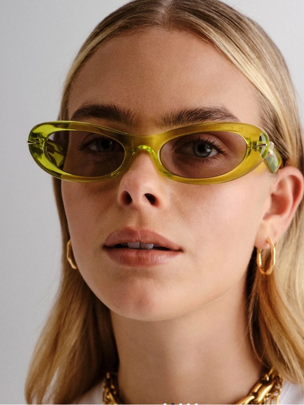 Le Specs Numero Uno Oval Sunglasses In Citron New